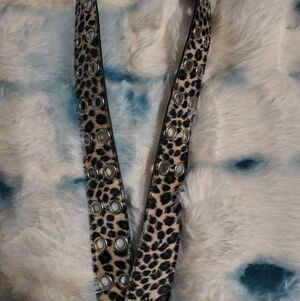 Leopard Print Double Grommet Belt - Women Accessories